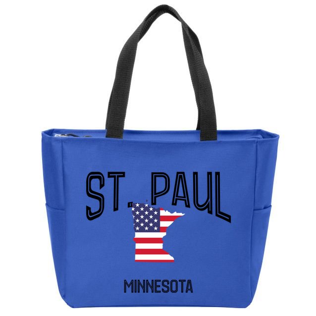 St Paul Minnesota Mn Throwback Retro Usa Flag Meaningful Gift Zip Tote Bag