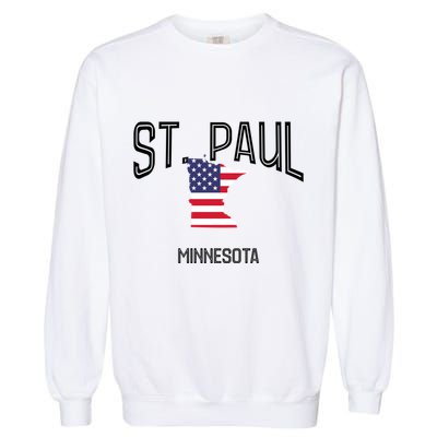St Paul Minnesota Mn Throwback Retro Usa Flag Meaningful Gift Garment-Dyed Sweatshirt