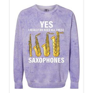 Saxophone Player Music Instrument Jazz Musician Saxophonist Colorblast Crewneck Sweatshirt