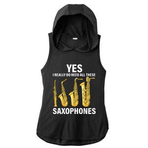 Saxophone Player Music Instrument Jazz Musician Saxophonist Ladies PosiCharge Tri-Blend Wicking Draft Hoodie Tank