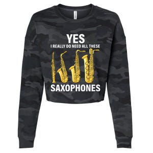 Saxophone Player Music Instrument Jazz Musician Saxophonist Cropped Pullover Crew