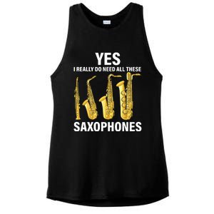 Saxophone Player Music Instrument Jazz Musician Saxophonist Ladies PosiCharge Tri-Blend Wicking Tank