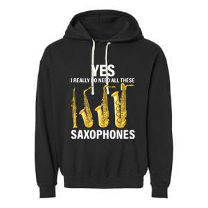 Saxophone Player Music Instrument Jazz Musician Saxophonist Garment-Dyed Fleece Hoodie