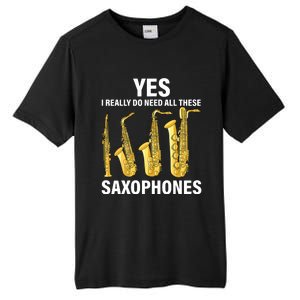 Saxophone Player Music Instrument Jazz Musician Saxophonist Tall Fusion ChromaSoft Performance T-Shirt