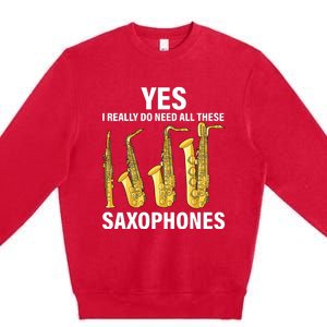 Saxophone Player Music Instrument Jazz Musician Saxophonist Premium Crewneck Sweatshirt