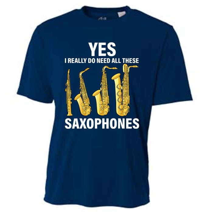 Saxophone Player Music Instrument Jazz Musician Saxophonist Cooling Performance Crew T-Shirt