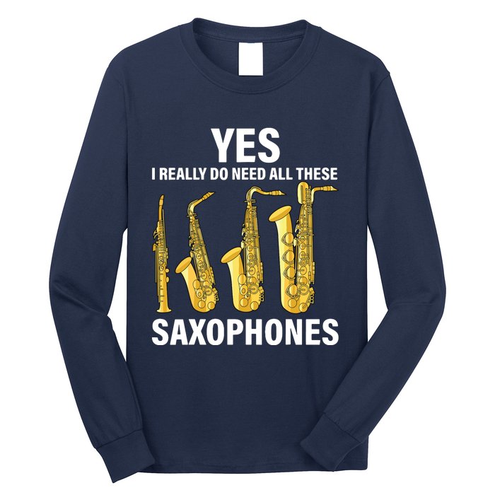 Saxophone Player Music Instrument Jazz Musician Saxophonist Long Sleeve Shirt