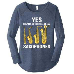 Saxophone Player Music Instrument Jazz Musician Saxophonist Women's Perfect Tri Tunic Long Sleeve Shirt