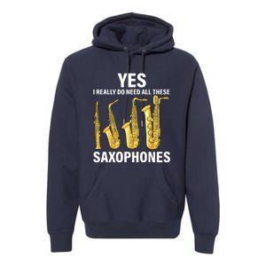 Saxophone Player Music Instrument Jazz Musician Saxophonist Premium Hoodie