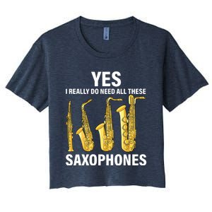 Saxophone Player Music Instrument Jazz Musician Saxophonist Women's Crop Top Tee