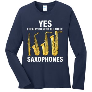 Saxophone Player Music Instrument Jazz Musician Saxophonist Ladies Long Sleeve Shirt