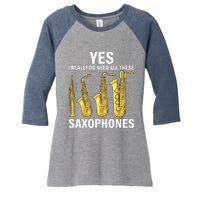 Saxophone Player Music Instrument Jazz Musician Saxophonist Women's Tri-Blend 3/4-Sleeve Raglan Shirt