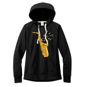 Saxophone Player Musical Notes Saxophonist Jazz Musician Sax Women's Fleece Hoodie