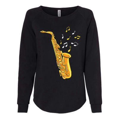 Saxophone Player Musical Notes Saxophonist Jazz Musician Sax Womens California Wash Sweatshirt