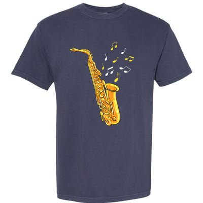 Saxophone Player Musical Notes Saxophonist Jazz Musician Sax Garment-Dyed Heavyweight T-Shirt