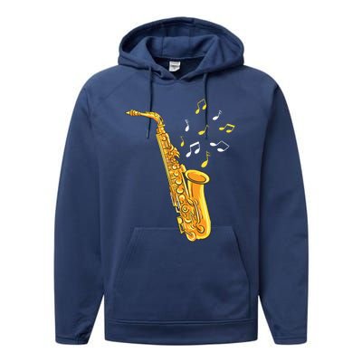 Saxophone Player Musical Notes Saxophonist Jazz Musician Sax Performance Fleece Hoodie