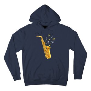 Saxophone Player Musical Notes Saxophonist Jazz Musician Sax Hoodie