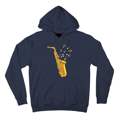 Saxophone Player Musical Notes Saxophonist Jazz Musician Sax Hoodie