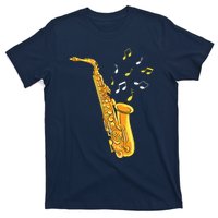 Saxophone Player Musical Notes Saxophonist Jazz Musician Sax T-Shirt