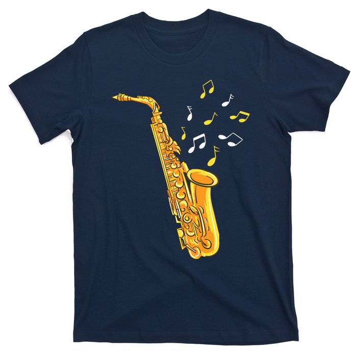 Saxophone Player Musical Notes Saxophonist Jazz Musician Sax T-Shirt