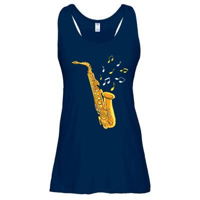 Saxophone Player Musical Notes Saxophonist Jazz Musician Sax Ladies Essential Flowy Tank