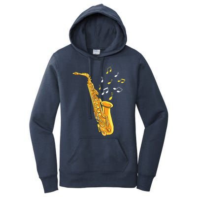 Saxophone Player Musical Notes Saxophonist Jazz Musician Sax Women's Pullover Hoodie