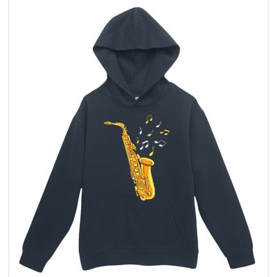 Saxophone Player Musical Notes Saxophonist Jazz Musician Sax Urban Pullover Hoodie