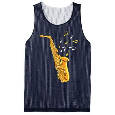 Saxophone Player Musical Notes Saxophonist Jazz Musician Sax Mesh Reversible Basketball Jersey Tank