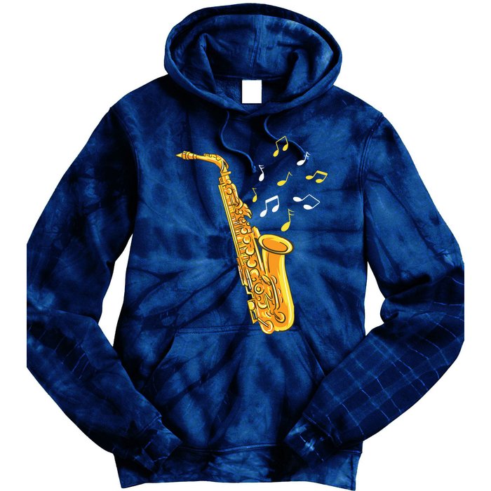 Saxophone Player Musical Notes Saxophonist Jazz Musician Sax Tie Dye Hoodie