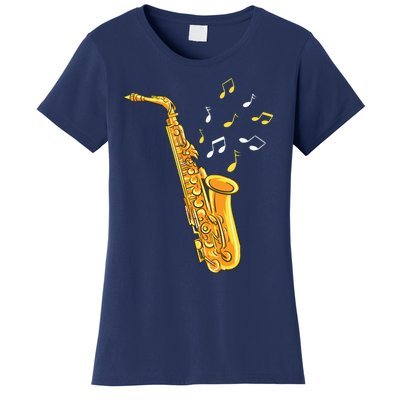 Saxophone Player Musical Notes Saxophonist Jazz Musician Sax Women's T-Shirt