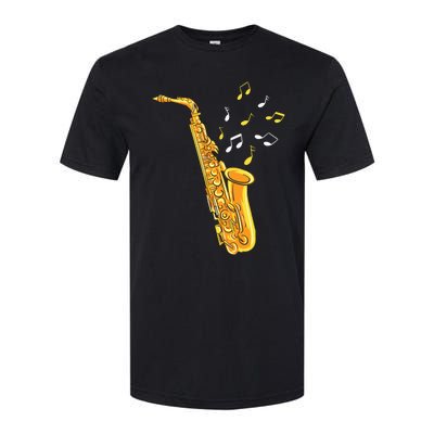 Saxophone Player Musical Notes Saxophonist Jazz Musician Sax Softstyle CVC T-Shirt