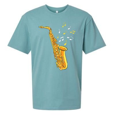 Saxophone Player Musical Notes Saxophonist Jazz Musician Sax Sueded Cloud Jersey T-Shirt