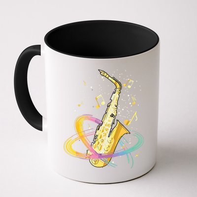 Saxophone Player Musical Notes Jazz Musician Saxophonist Sax Mug