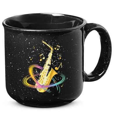 Saxophone Player Musical Notes Jazz Musician Saxophonist Sax 15oz Campfire Ceramic Mug