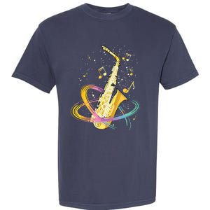 Saxophone Player Musical Notes Jazz Musician Saxophonist Sax Garment-Dyed Heavyweight T-Shirt