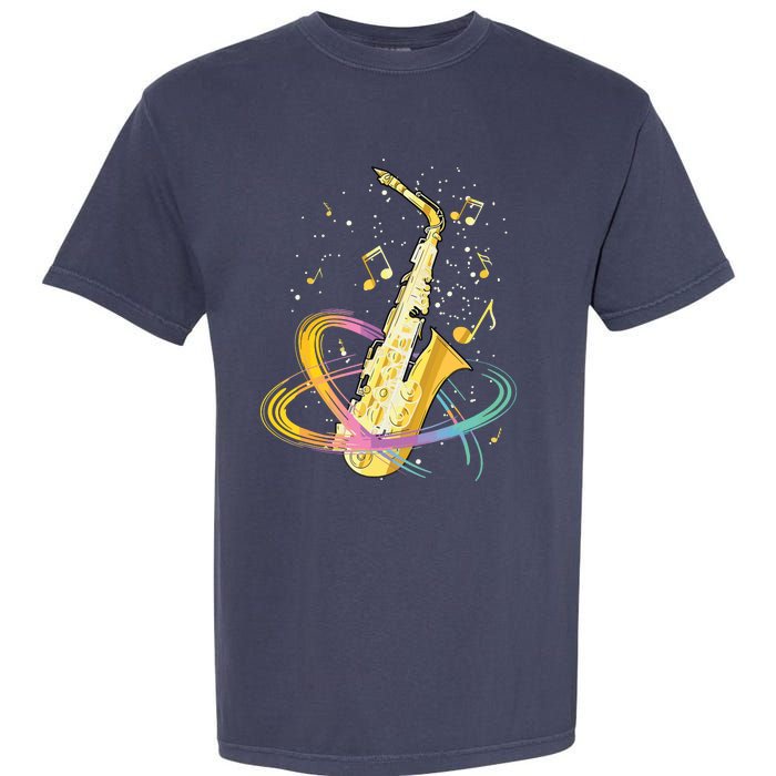 Saxophone Player Musical Notes Jazz Musician Saxophonist Sax Garment-Dyed Heavyweight T-Shirt