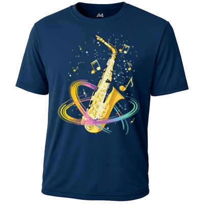 Saxophone Player Musical Notes Jazz Musician Saxophonist Sax Performance Shirt