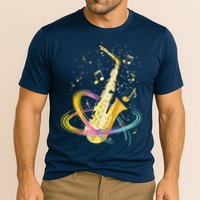 Saxophone Player Musical Notes Jazz Musician Saxophonist Sax Cooling Performance Crew T-Shirt