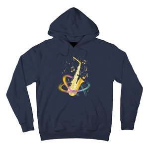 Saxophone Player Musical Notes Jazz Musician Saxophonist Sax Hoodie