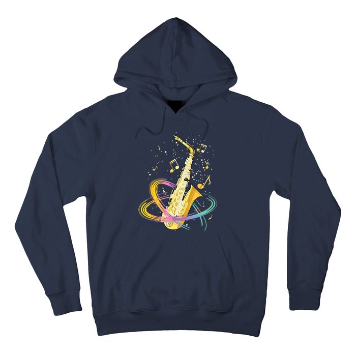 Saxophone Player Musical Notes Jazz Musician Saxophonist Sax Hoodie