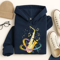 Saxophone Player Musical Notes Jazz Musician Saxophonist Sax Hoodie