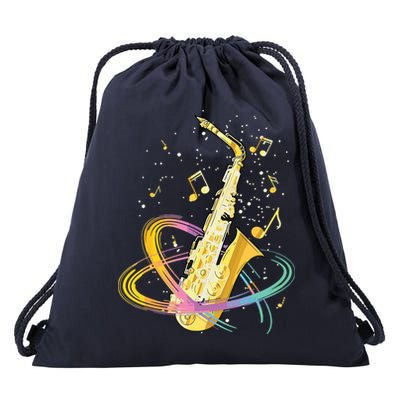 Saxophone Player Musical Notes Jazz Musician Saxophonist Sax Drawstring Bag
