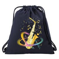 Saxophone Player Musical Notes Jazz Musician Saxophonist Sax Drawstring Bag