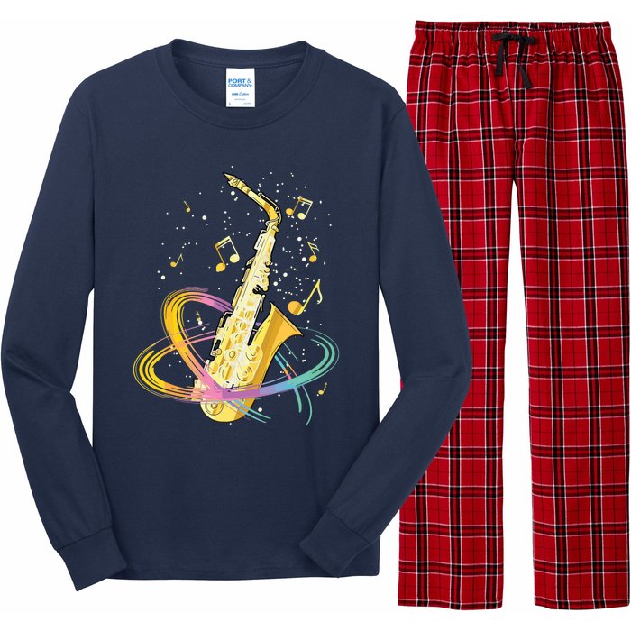 Saxophone Player Musical Notes Jazz Musician Saxophonist Sax Long Sleeve Pajama Set