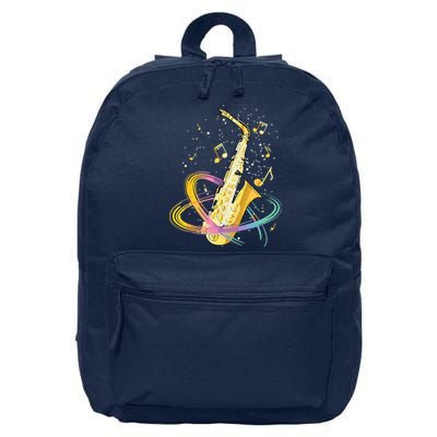 Saxophone Player Musical Notes Jazz Musician Saxophonist Sax 16 in Basic Backpack