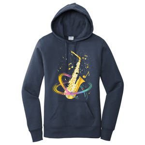 Saxophone Player Musical Notes Jazz Musician Saxophonist Sax Women's Pullover Hoodie