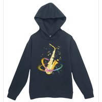 Saxophone Player Musical Notes Jazz Musician Saxophonist Sax Urban Pullover Hoodie