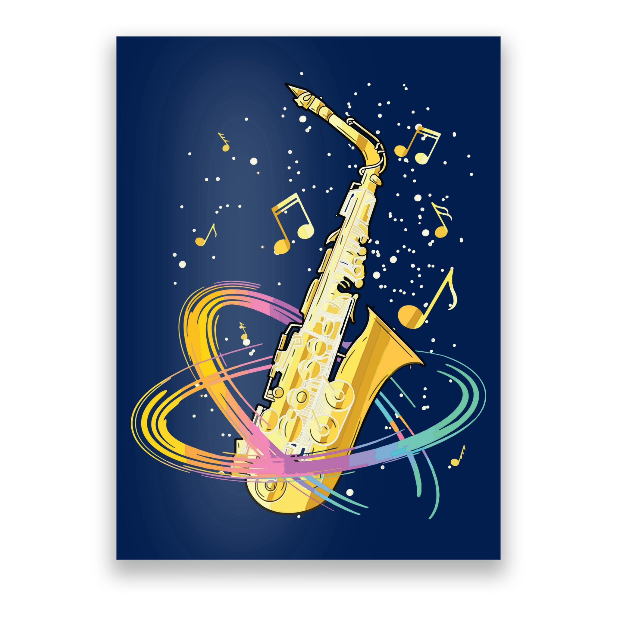 Saxophone Player Musical Notes Jazz Musician Saxophonist Sax Poster