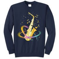 Saxophone Player Musical Notes Jazz Musician Saxophonist Sax Tall Sweatshirt