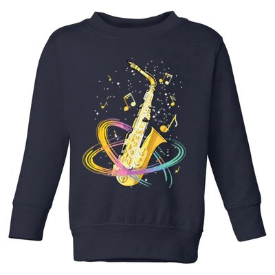Saxophone Player Musical Notes Jazz Musician Saxophonist Sax Toddler Sweatshirt